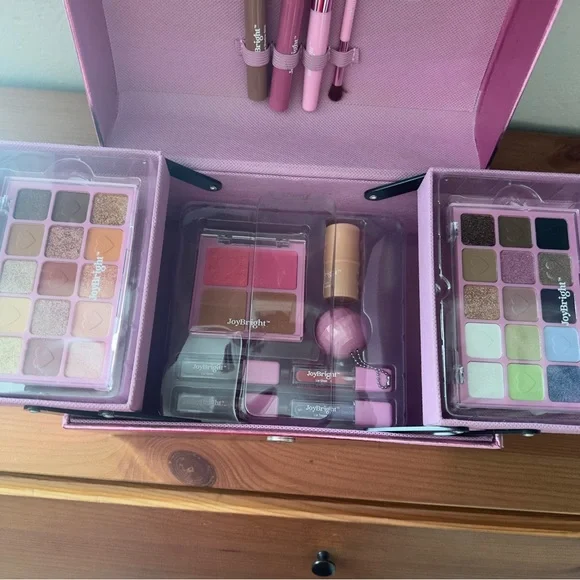 Ulta Beauty Pink Cosmetic Case with Eyeshadow Palettes & Brushes